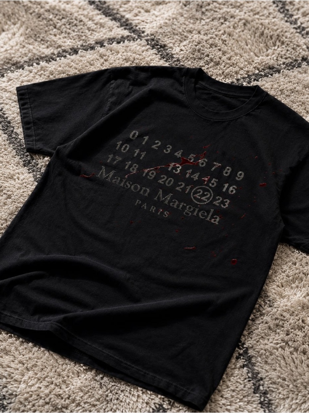 Gildan Black Short-Sleeve Tee with Red Paint-Effect Accents - Picture 2 of 2